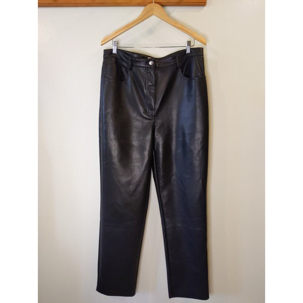 Wilfred Black Faux Leather Pants Size 16 Aritzia 5-Pocket Jean Style Luxury